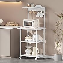 【超美品‼️】定価17,970円♪ キャスター付き 62cm幅レンジボード レンジ台 オープンラック キッチン収納家具 パイン材 ホワイト♪ Amazon.co.jp: YeTom レンジラック キッチンラック レンジ台